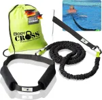 Bodycross Premium lauko plaukimo treniruoklis baseinams, plaukimo diržas vaikams ir suaugusiems, plaukimo diržas su vamzdeliu (1&ndash;20 kg traukos jėga) &ndash; baseino priedai, plūduras, plaukimo lenta &ndash; pagaminta
