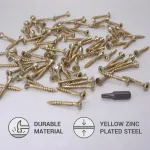 Skir'co universalūs geltoni medvaržčiai i&scaron; galvanizuoto plieno 4,0 x 30 mm su įleidžiama galvute torx type 17, skirti medžio drožlių plok&scaron;tėms (800 vnt.)