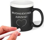P I X I E Pusryčių puodelis su kreida, ant kurio galima ra&scaron;yti, personalizuotas be apribojimų, juokingas puodelis kapučino, žolelių arbatai, pienui, dovanos idėja Kalėdoms ir gimtadieniui, juokinga dovana