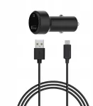 Automobilinis įkroviklis Xqisit Usb-a su Usb-micro laidu, juodas
