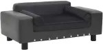Lova &scaron;unims, tamsiai pilka, 81x43x31cm, pliu&scaron;as ir dirbtinė oda