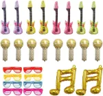 Ysjchebs 26 muzikos rekvizitų rinkinys, gimtadienio nuotraukų rekvizitai, pripučiami muzikos instrumentai vakarėliams, gitaros žaislai vaikams, gimtadienio vakarėlio nuotraukų būdelės rekvizitai