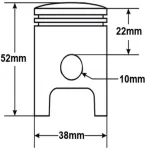 Other Stūmoklis PIAGGIO BRAVO CIAO SI SUPERBRAVO MOPED 50 38.2mm PIN 10mm 2T