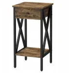 Spacetronik Naktinis staliukas &scaron;oninis staliukas 35x35x70cm su stalčiumi loft stiliaus miegamojo