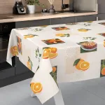 Alyvuota staltiesė, plaunama, alyvuota, sodo staltiesė, lauko, vidaus, 180 x 140 cm, kirptas kra&scaron;tas, oranžinė