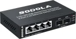 Sodola 6 prievadų 2.5g nevaldomas ethernetinis komutatorius, 4x 2.5gbase-t prievadai, 2x 10g Sfp+, 60gbps perjungimo galia, mini sieninis 2.5gb tinklo komutatorius belaidžiam Ap, Nas, Pc