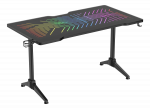 RGB žaidimų stalas DELTACO GAMING DT420 grūdintas stiklas, kabelių valdymas, puodelių ir ausinių laikiklis, juodas / GAM-150