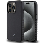 Mercedes Smooth Leather dėklas iPhone 15 Pro - juodas