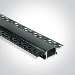 Įleidžiamas profilis, juodas, 2m, komplektuojamas su juodu difuzoriumi ir užbaigimais, 20mm LED juostai, 7904TR/B