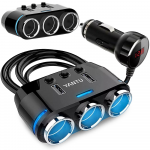 Goodbuy 3 x automobilinio įkroviklio lizdo daliklis 12 | 24V | 2 x USB 2.1A | LED