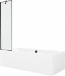 Vonia Mexen Cube su apdaila ir stiklo sienele, 180x80 cm + 50 cm, Baltas+Juodas frame