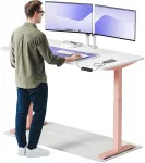 Elektrinis Reguliuojamo: Auk&scaron;čio stalas Desktronic HomeOne Rožinis/Baltas, 160x80cm, Dvigubas motoras, USB ir USB-C įkrovimo lizdai