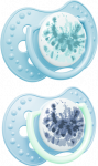 Blue LOVI 22/919 Dinaminis silikoninis čiulptukas 6-18m 2 vnt Tie Dye Mėlyna Boy