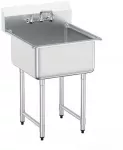 Nerūdijančio plieno pramoninė plautuvė su 1 skyriumi, 686x610x1041 mm, laisvai pastatoma, skirta garažui, restoranui, virtuvei, skalbyklai, NSF sertifikuota, komercinė, vienguba