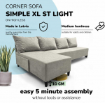 Meb & Podrez Didelis kampinis sofos be porankių Simple XL St Light &Scaron;viesiai pilka