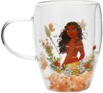 Widdop Co Disney Princess Moana Vaiana floral decorative glass mug