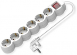 VALUE 6-fach Steckdosenleiste mit Schalter, runde Dosen, wei, 3 m