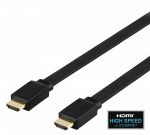 Kabelis DELTACO Flat High Speed su Ethernet HDMI, 4K UHD, 2m, juodas / HDMI-1020F-K / 00100005