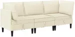 Sofa Svetainės baldų komplektas 3 vnt. Kreminė Audinys