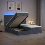 Otmana lova su matracsu ir LED Tamsiai pilka 200 x 200 cm