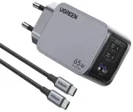Įkroviklis jungiama į tinklą Ugreen Nexode Pro 25871 65W, GaN, USB + 2x USB-C + kabelis USB-C 1.5m