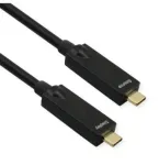 USB laidas Roline 3.2 Gen 2, AOC, C-C, M/M, 10 Gbit/s, 4K 60 Hz, PD (Power Delivery) 60 W, juodas, 15 m