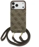 Dėklas Guess 4G kortelių lizdai ir magnetinis užsegimas &bdquo;Crossbody&ldquo; skirtas &bdquo;iPhone 18 Pro Max / 17 Pro Max&ldquo; rudas