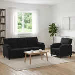 Sofa Sofos komplektas 2 vnt. Juoda Aksomas