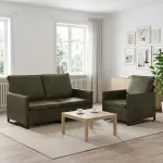 Sofa Sofos komplektas 2 vnt. Armijos Žalia Dirbtinė zom&scaron;a