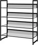 Aosom Batų lentyna su 4 lentynomis, metalinė, juoda, 72 x 30 x 82,7 cm