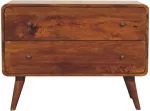 Artisan Furniture Lenkta mango medienos komoda su 2 stalčiais, ka&scaron;tono atspalvio