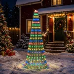 LED Kalėdų medis 220 cm 460 LED Įvairių spalvų Plienas Žalia