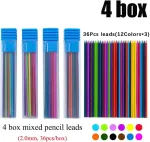 Jompens 4 dėžučių 2.0mm spalvoti mechaniniai pie&scaron;tukų &scaron;erdelės papildymai studentams, menui, pie&scaron;imui, dizainui, automatiniai pie&scaron;tukų &scaron;erdelės, skirtos biuro mokyklinėms prekėms