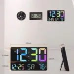 Szelam Skaitmeninis laikrodis su dideliu ekranu, 29 cm skaitmeninis sieninis žadintuvas su radijo nuotoliniu valdymu, Led didelis sieninis laikrodis su datos antspaudu, 12/24 val., adapteris, atidėjimo žadintuvas namams, miegamajam