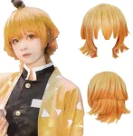 Maysuwell anime cosplay perukas vyrams ir moterims, geltoni trumpai kirpti plaukai Helovinui, karnavalui, kostiumų vakarėliui su peruko kepuraite