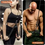 Treniruočių trosų priedai namų sporto salei: tiesi baras, virvė, rankenos