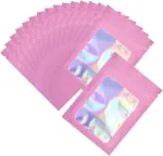 Sofplate 100 vnt. 3 x 4 ziplock folijos mai&scaron;elių rinkinys, holografiniai maži dovanų mai&scaron;eliai, didelis kiekis, daugkartinio uždarymo, kvapui atsparūs, vaivoryk&scaron;tės spalvų plastikiniai pavyzdžių pakavimo mai&scaron;eliai vakarėliams