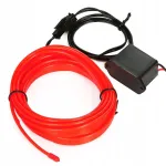 5m El Wire Led juosta, raudona, 12v, aplinkos ap&scaron;vietimas