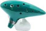 Afunta keraminė ocarina, 12 skylių, alt C muzikos instrumentas su dirželiu, dovanų dėžute, rankos formos stovu, juodu apsauginiu dėklu