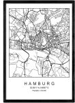 Minimalistinis Hamburgo miesto žemėlapio plakatas A4 formatas