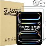 Procase 2 vnt. ekrano apsaugų, skirtų Ipad Pro 13 colių (m4) 2024, įskaitant 2 kameros objektyvo ekrano apsaugas, 9h kietumo Hd grūdinto stiklo apsauga, skirta Ipad Pro 13 colių 7 Gen 2024, skaidri + sidabrinė