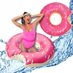 Deko pripučiamas plaukimo ratas donut didelis xl 90 cm rožinis