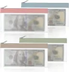 Xinjoduz 4 piniginių rinkinys, banko krep&scaron;ys, permatomas pinigų aplankas, vandeniui atsparus pinigų krep&scaron;ys su užtrauktuku, banknotų saugykla, grynųjų pinigų saugykla, pinigų saugykla verslui