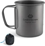 Cook'n'escape titan 300 ml kempingo puodelis, skirtas maisto gaminimui ant atviros ugnies, su sulankstomomis rankenėlėmis, skirtas i&scaron;kyloms gamtoje ir žygiams