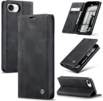 Owlhold dėklas iphone 16e, atverčiamas dėklas iphone 16e, auk&scaron;čiausios kokybės pu odinis mobiliojo telefono dėklas, mink&scaron;tas vintage stiliaus sulankstomas apsauginis dėklas su kortelių skyriumi ir stovo funkcija, skirtas iphone 16e - juodas
