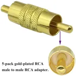 Aaotokk Rca ki&scaron;tukas paauksuotas Rca lizdas į Rca ki&scaron;tuko adapterio ilgiklį Av/tv garso ir vaizdo kabelio metalinė jungtis (5 komplektai)