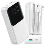 Joyroom mini powerbank 10000mah 30w su įmontuotais usb-c/lightning laidais, galingas