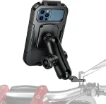 Atsparus vandeniui ip67 motociklo 1 colio rutulinis telefono laikiklis imestou dviračio mobiliojo telefono laikiklis su apsaugos nuo vagystės dvigubais pagrindo laikikliais ir aliuminio rutuliniu pagrindu universalus, tinkamas galinio vaizdo veidrodė ...