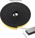 Jiehin 3 vnt. 5 m putų gumos lipni juosta 25 mm (p) x 10 mm (g), sandarinimo juosta, lipni, juoda, putų juosta, lipni sandarinimo juosta, langams, durims, kaitlentėms