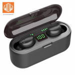 Platinet &bdquo;WoW F9&ldquo; sporto ir pramogų &bdquo;Super-Fit TWS Bluetooth 5.1&ldquo; stereo ausinės su HD mikrofonu, LED įkrovimu, USB įkrovikliu, juodos